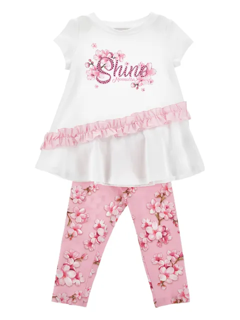 Monnalisa ruffled floral-print tracksuit