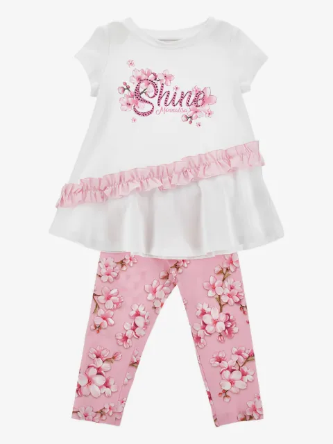 Monnalisa ruffled floral-print tracksuit