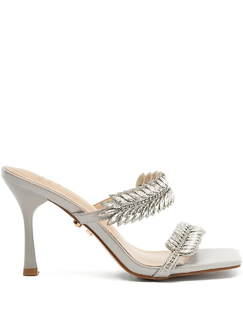 Twenty Four Haitch 90mm Beirut Leaf-embellished Sandals In Gray