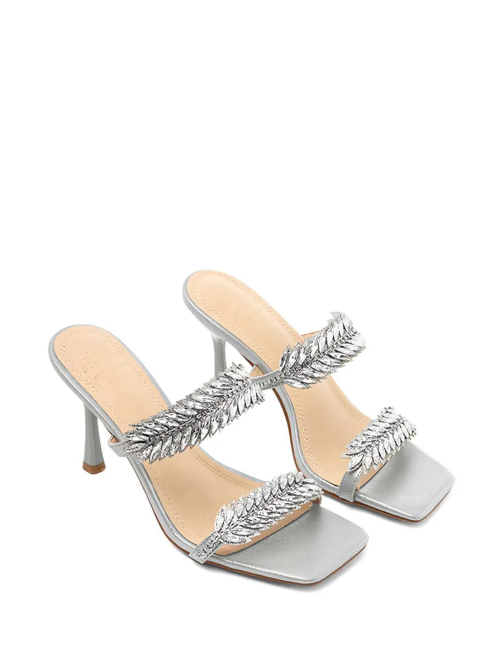 Twenty Four Haitch 90mm Beirut Leaf-embellished Sandals In Gray