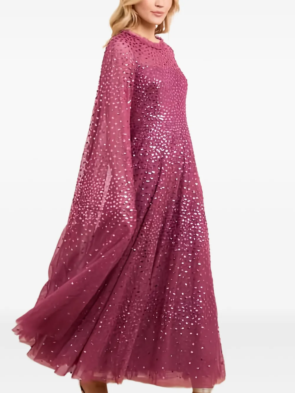 Needle & Thread Maxi-jurk met cape en stippen - Roze