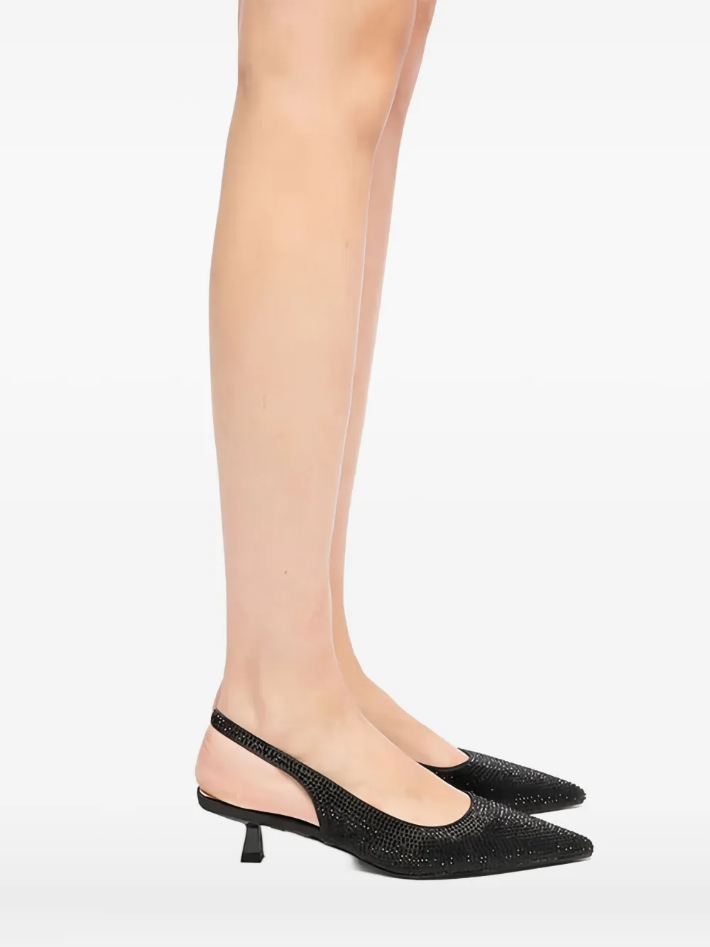 Twenty Four Haitch Embellished Slingback Pumps In Black