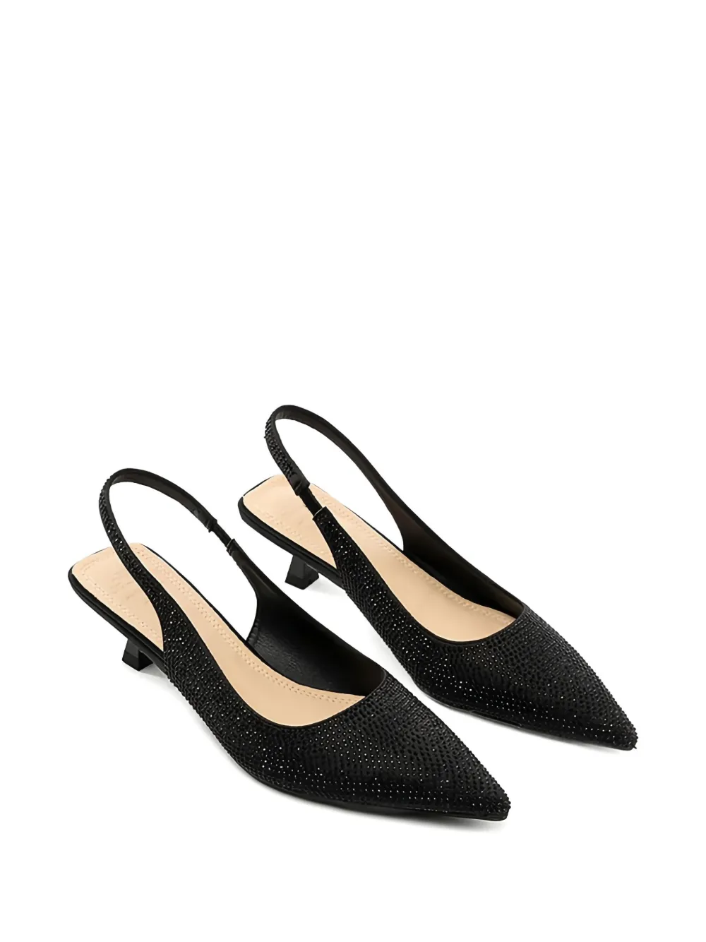 Twenty Four Haitch Embellished Slingback Pumps In Black