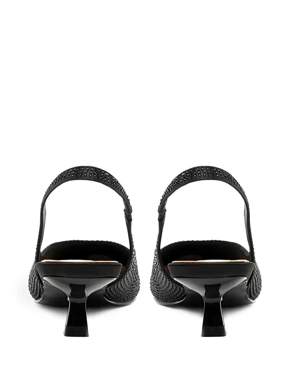 Twenty Four Haitch Embellished Slingback Pumps In Black
