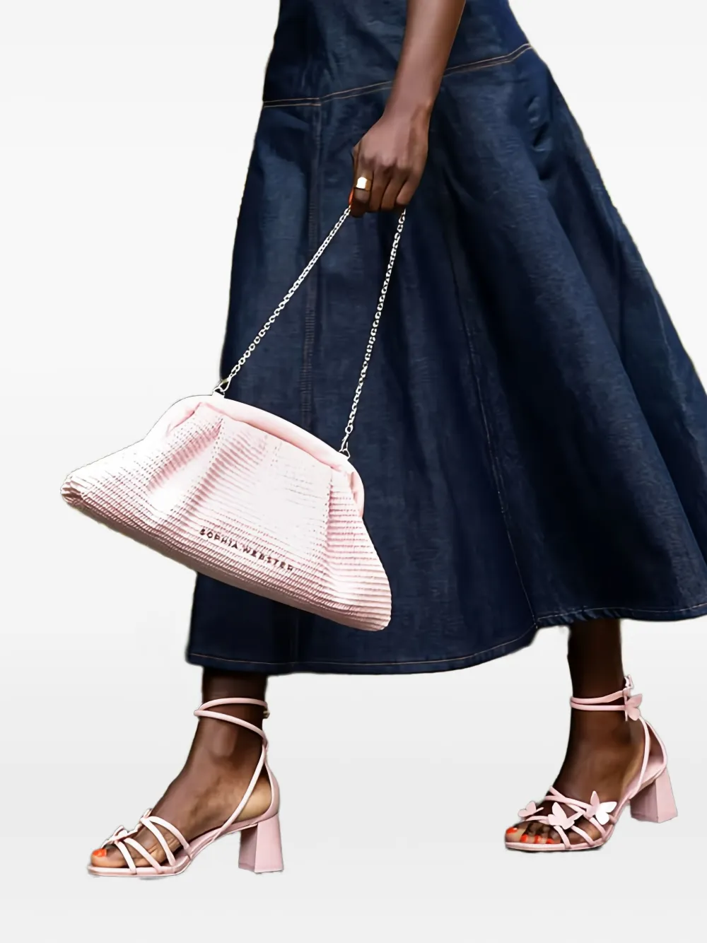 Sophia Webster 60mm Butterfly Block Heel Vanessa Mid Sandals In Pink