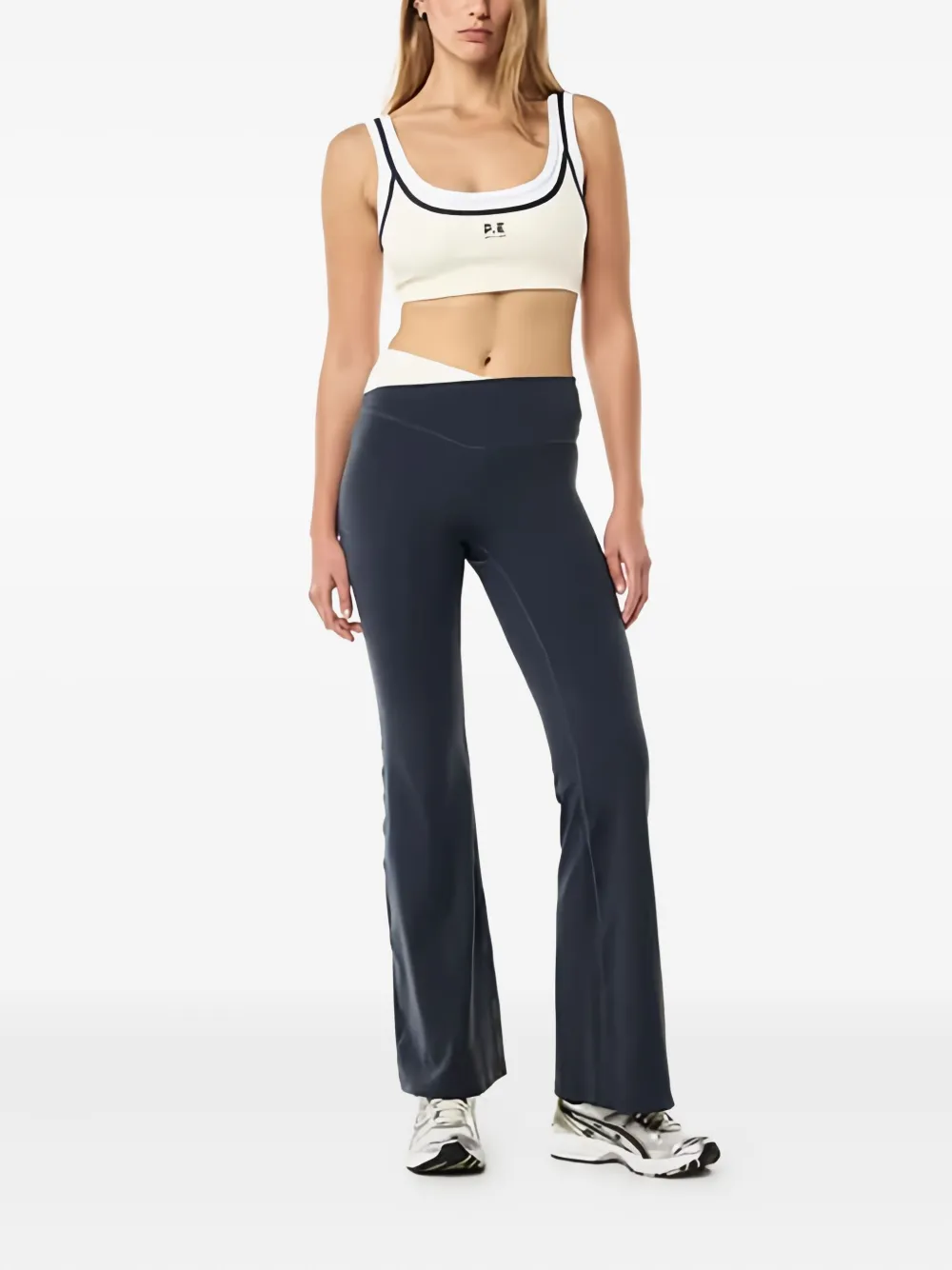 P.e Nation Logo Trim Crop Top In White