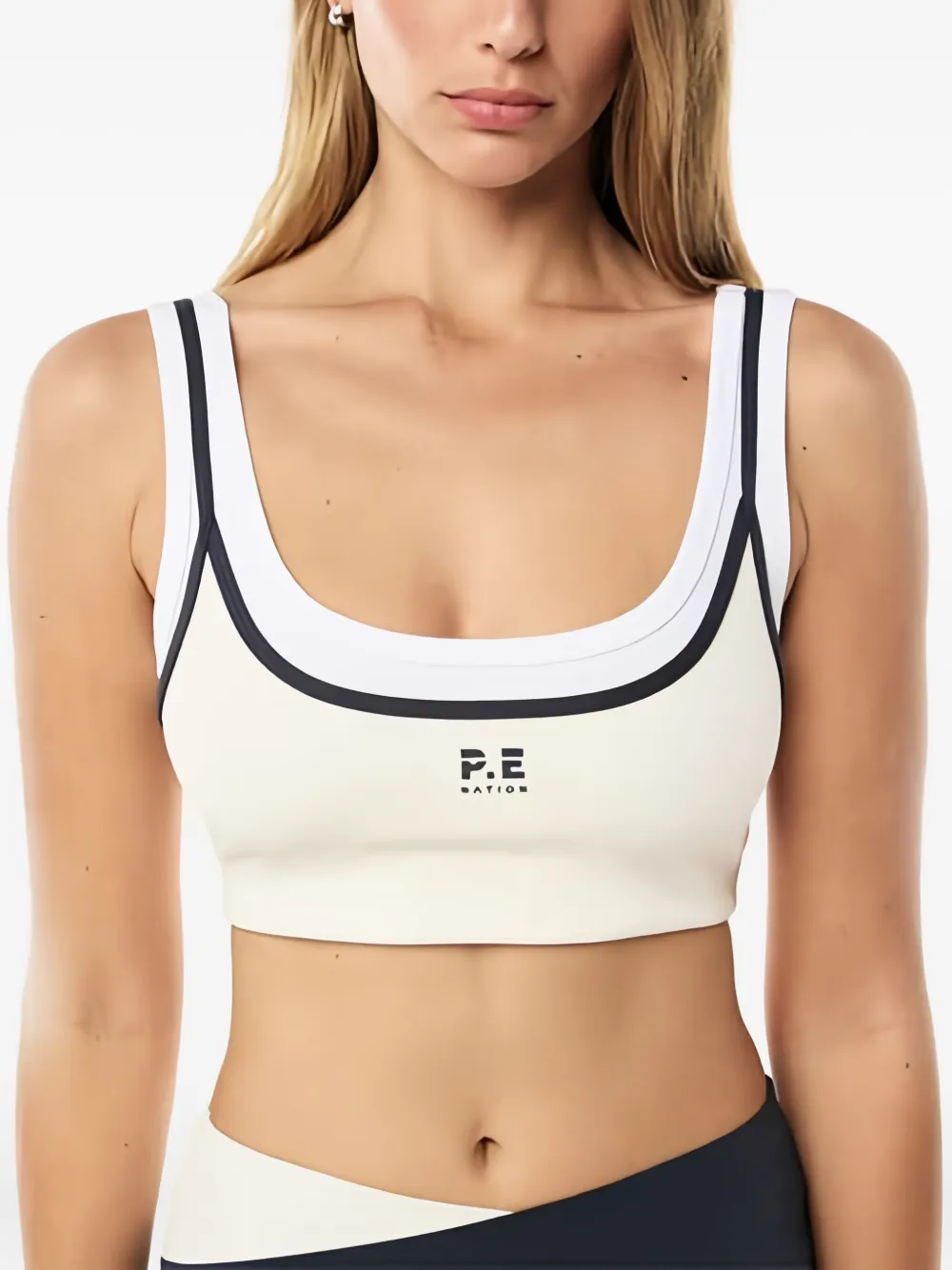 P.e Nation Logo Trim Crop Top In White