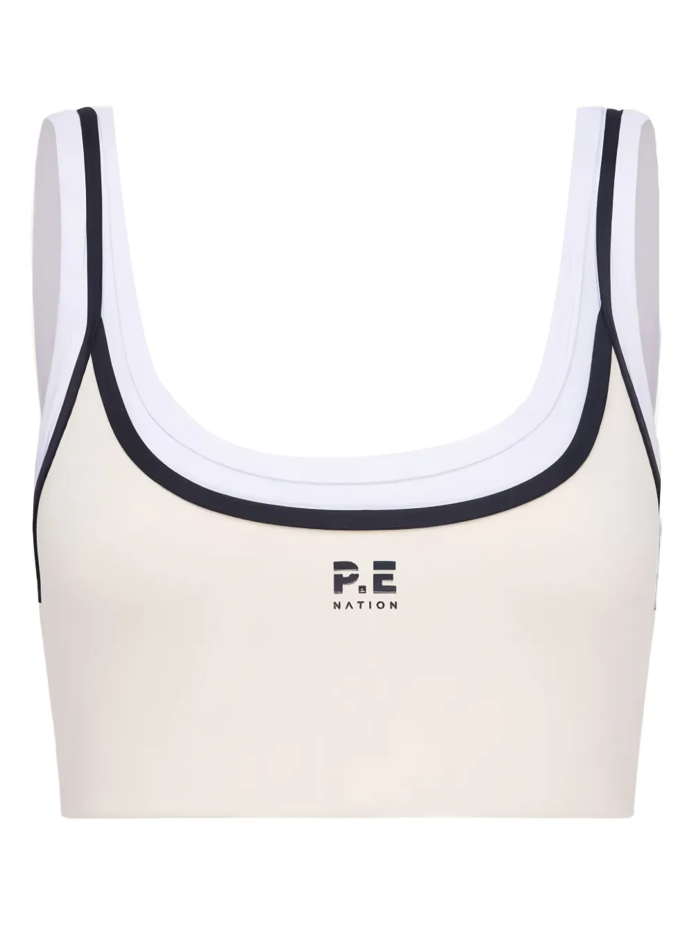 P.e Nation Logo Trim Crop Top In White