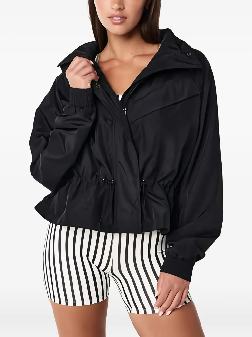 P.e Nation Shelter Funnel-neck Oversized Jacket In Black