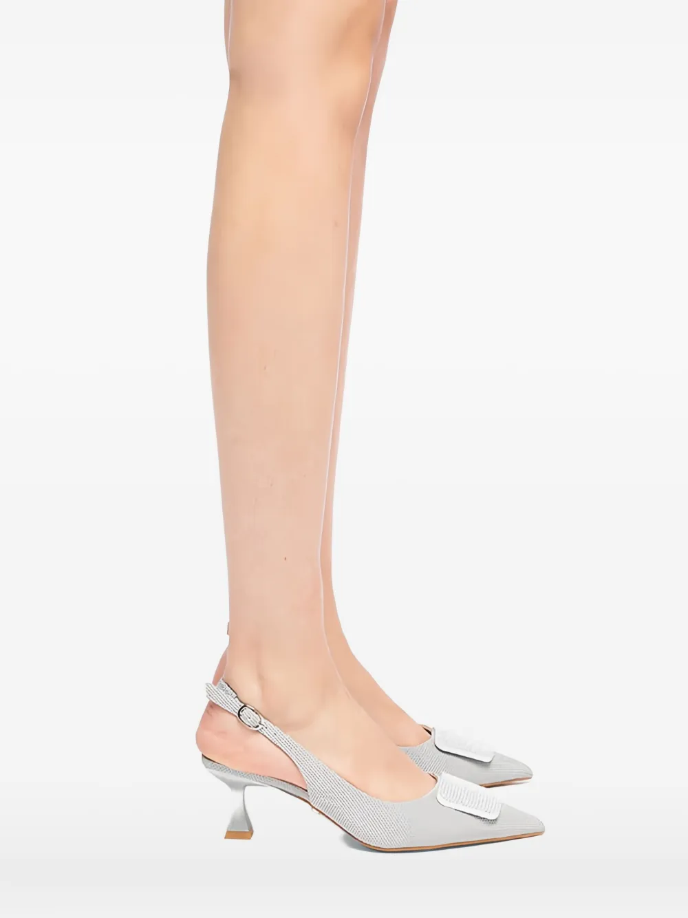 Twenty Four Haitch 60mm Gemelli Crystal-embellished Pumps In Silver