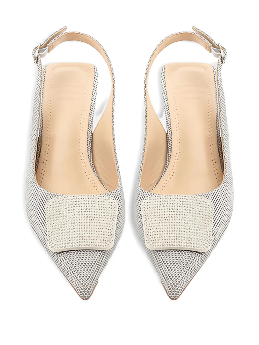 Twenty Four Haitch 60mm Gemelli Crystal-embellished Pumps In Silver