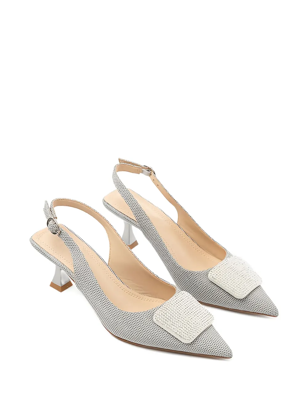 Twenty Four Haitch 60mm Gemelli Crystal-embellished Pumps In Silver