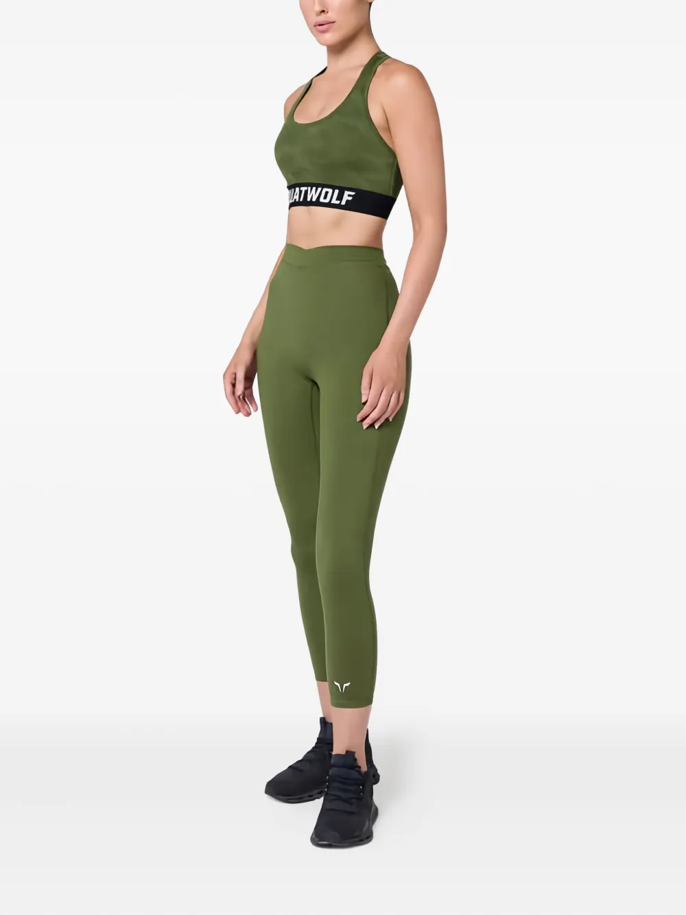 Squatwolf Wordmark Racer-back Sport Bra In Green