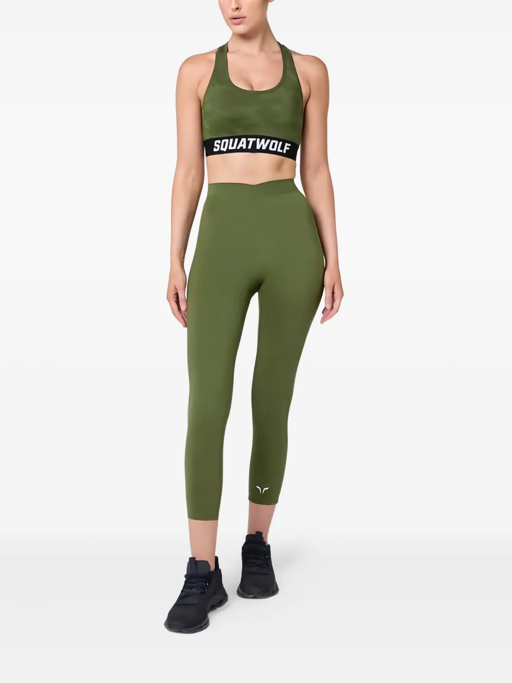 Squatwolf Wordmark Racer-back Sport Bra In Green