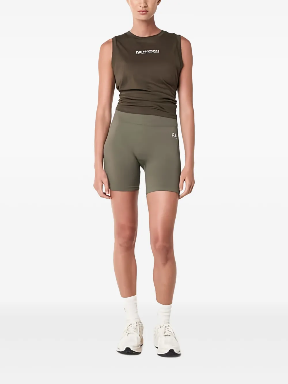 P.e Nation Shuffle Performance Tank Top In Brown