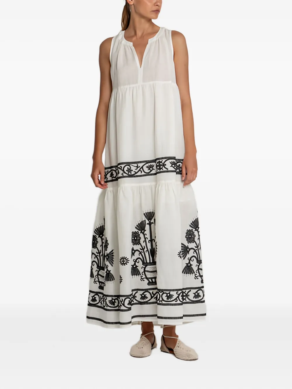 GREEK ARCHAIC KORI Crete mouwloze maxi-jurk - Wit