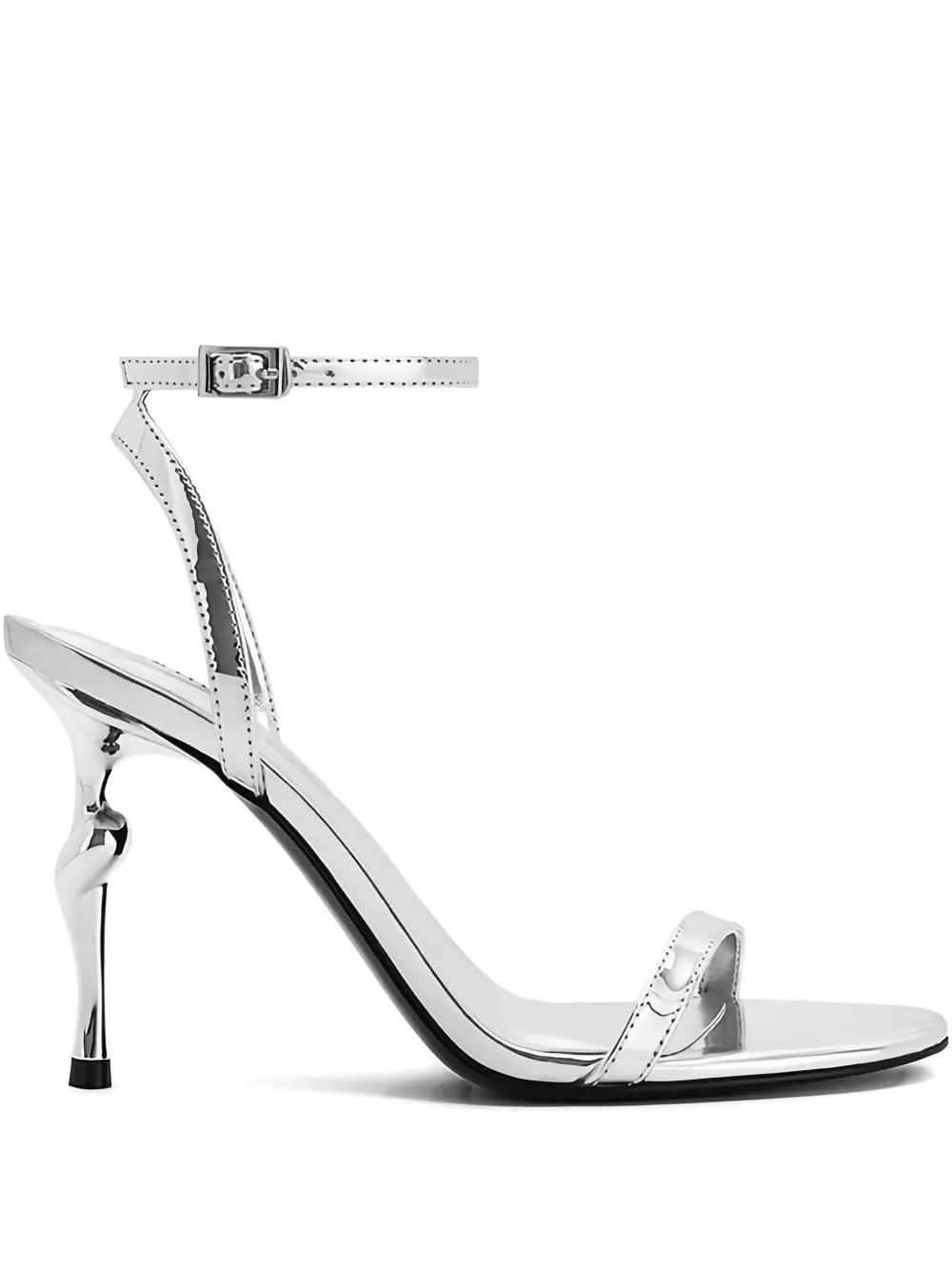 JW Pei 95mm Alivia ankle-strap sculptural-heel sandals – Silver