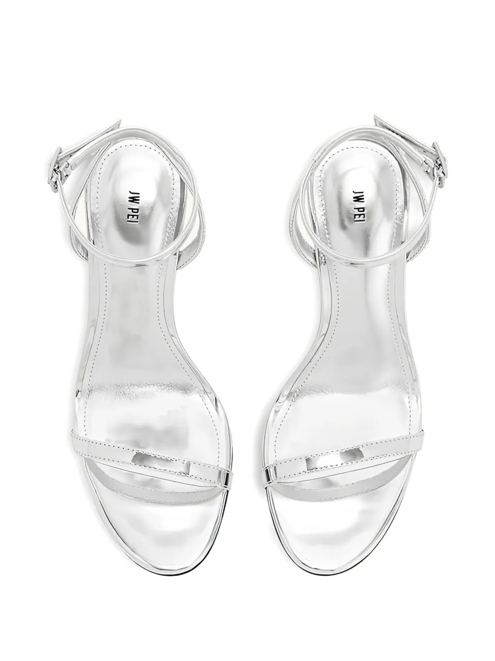 JW Pei 95 mm Alivia sandalen met sculpturale hak en enkelbandje Zilver