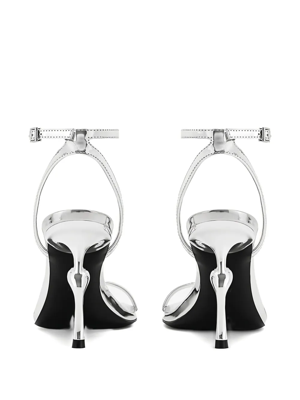 JW Pei 95 mm Alivia sandalen met sculpturale hak en enkelbandje Zilver