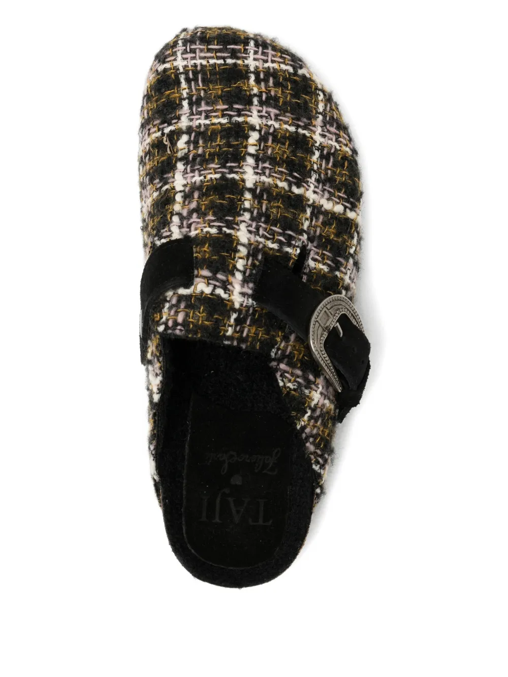 Taji X Faliero Sarti Tweed Mules In Brown