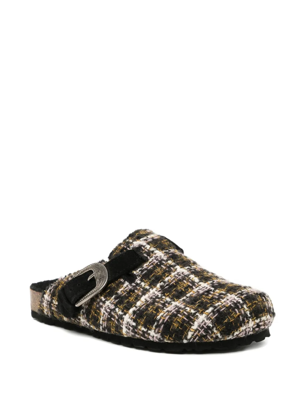 Taji X Faliero Sarti Tweed Mules In Brown