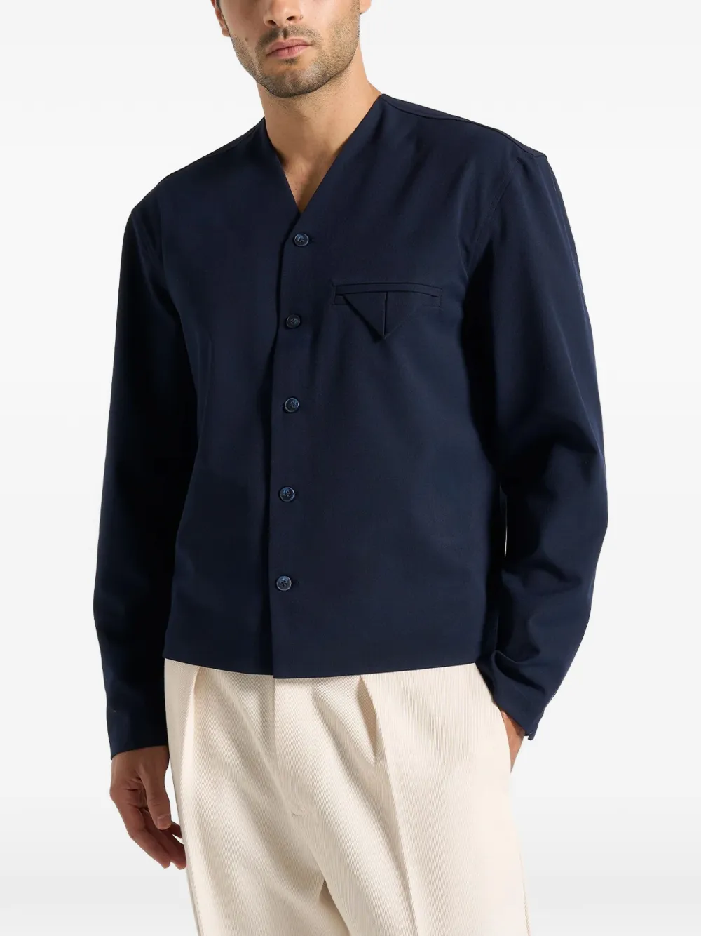 Manière De Voir Zac Boxy overhemd met V-hals en lange mouwen Blauw