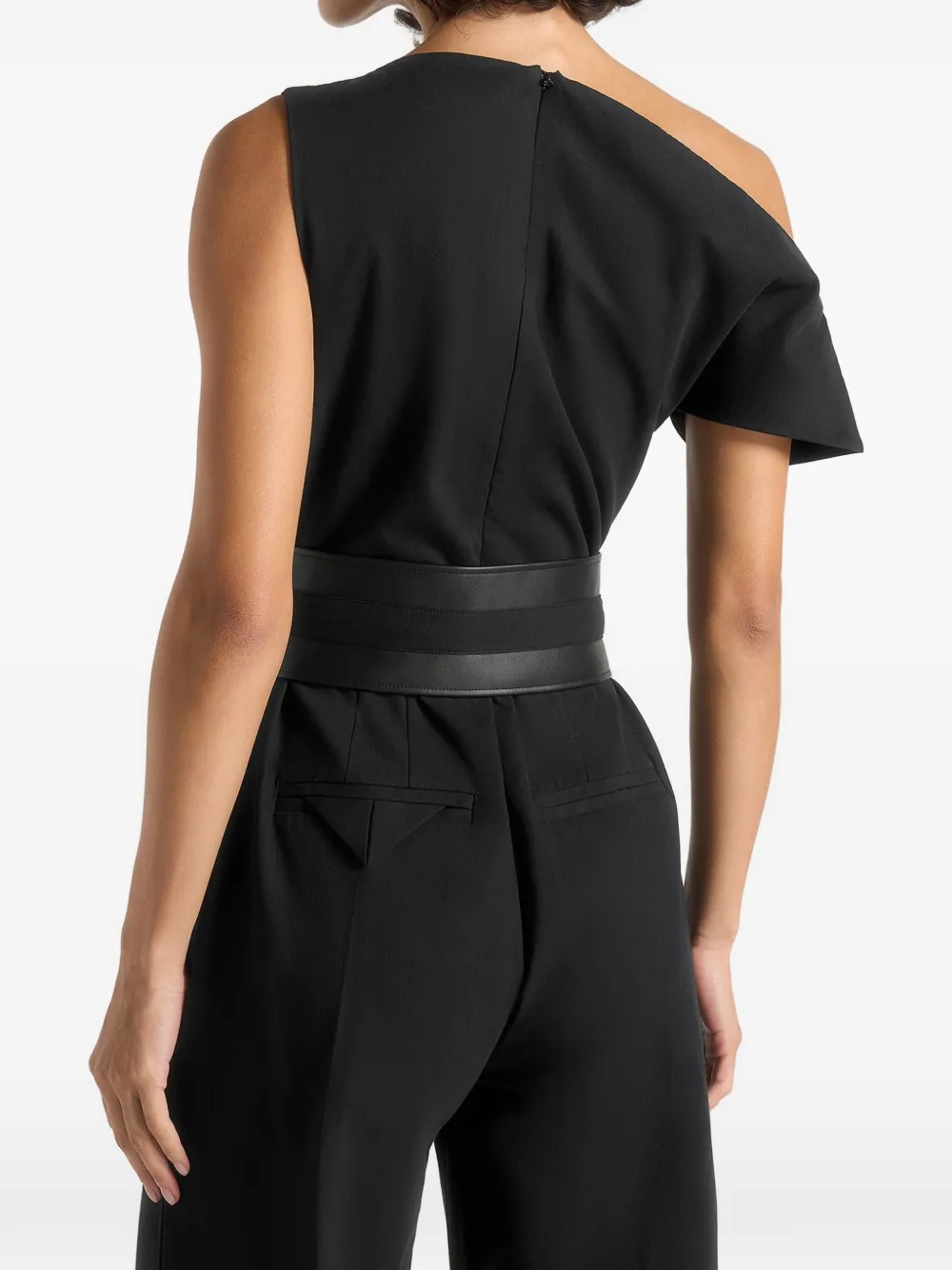 Manière De Voir Valerie One-shoulder Jumpsuit In Black