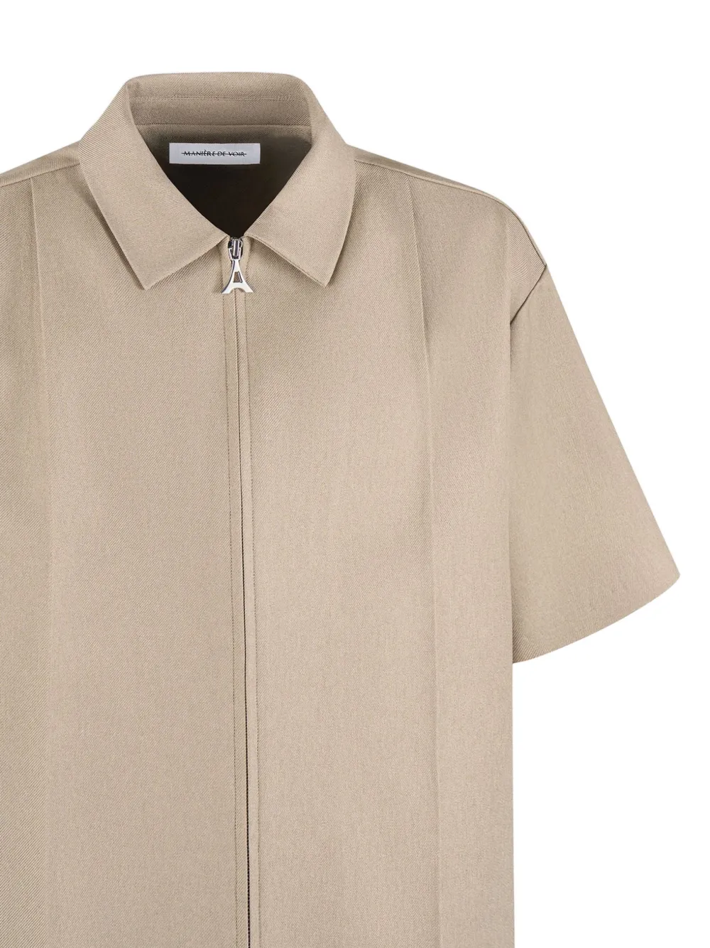 Boxy-Fit Pressed-Crease Beige Shirt