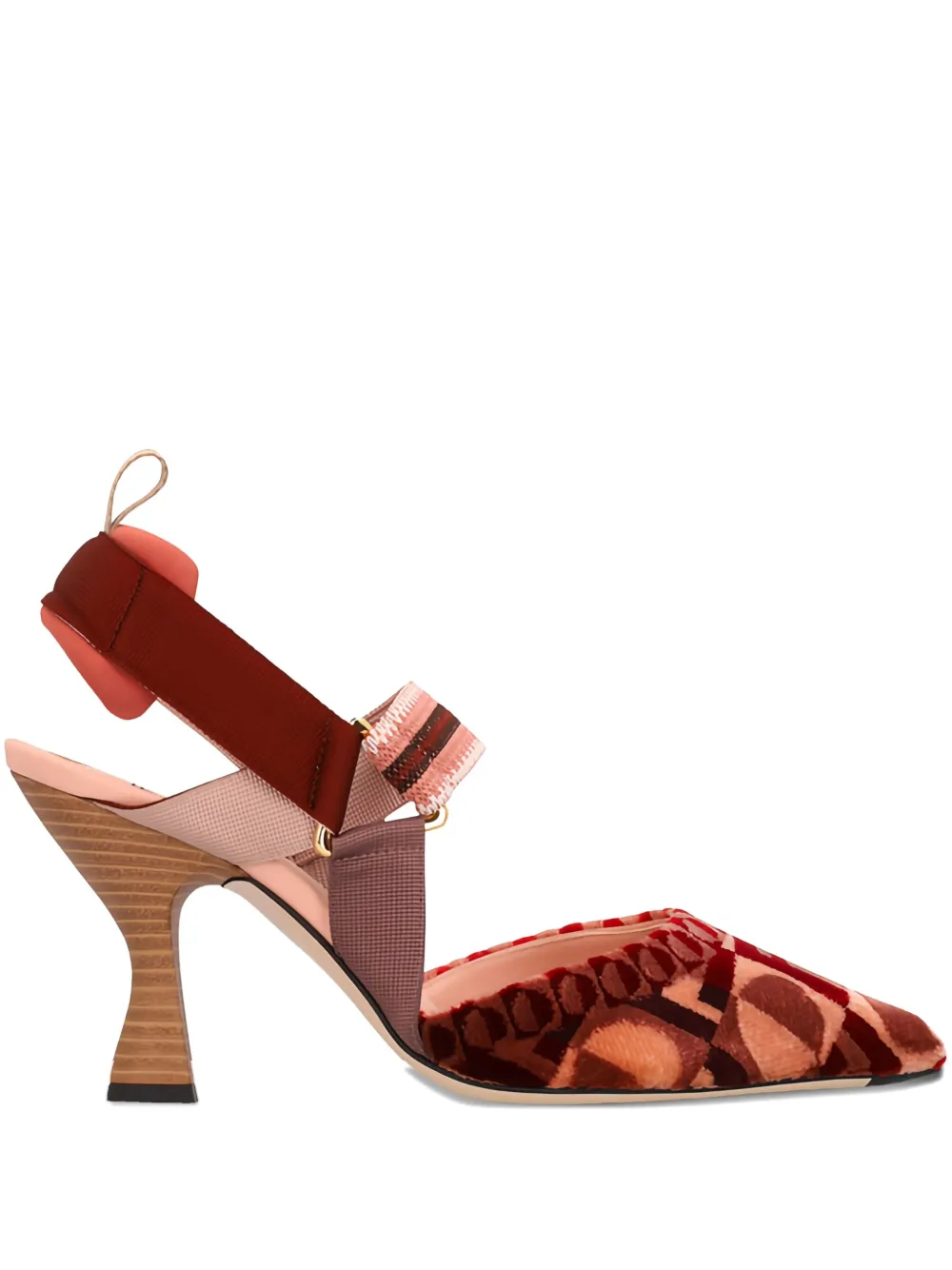 Fendi Colibri Mixed-media Iconic Ff Tapestry Slingback Pumps In Multi