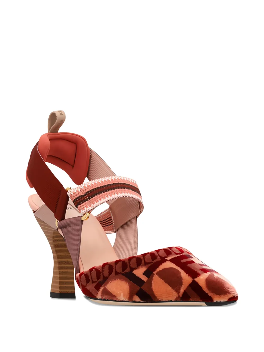 Fendi Colibri Mixed-media Iconic Ff Tapestry Slingback Pumps In Multi