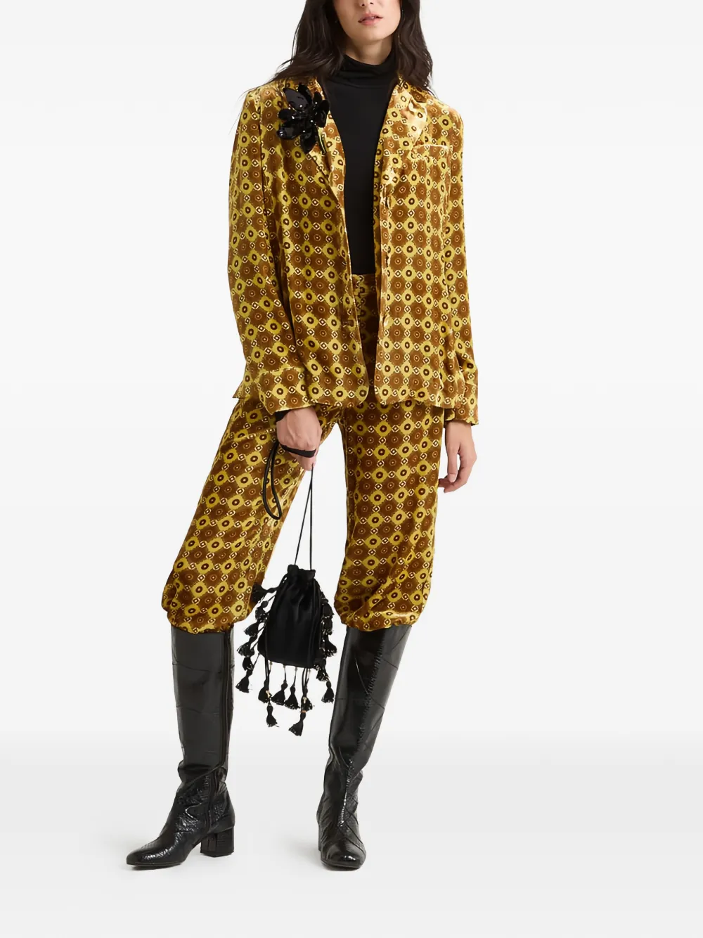 Maliparmi Velvet Patterned Jacket In Yellow