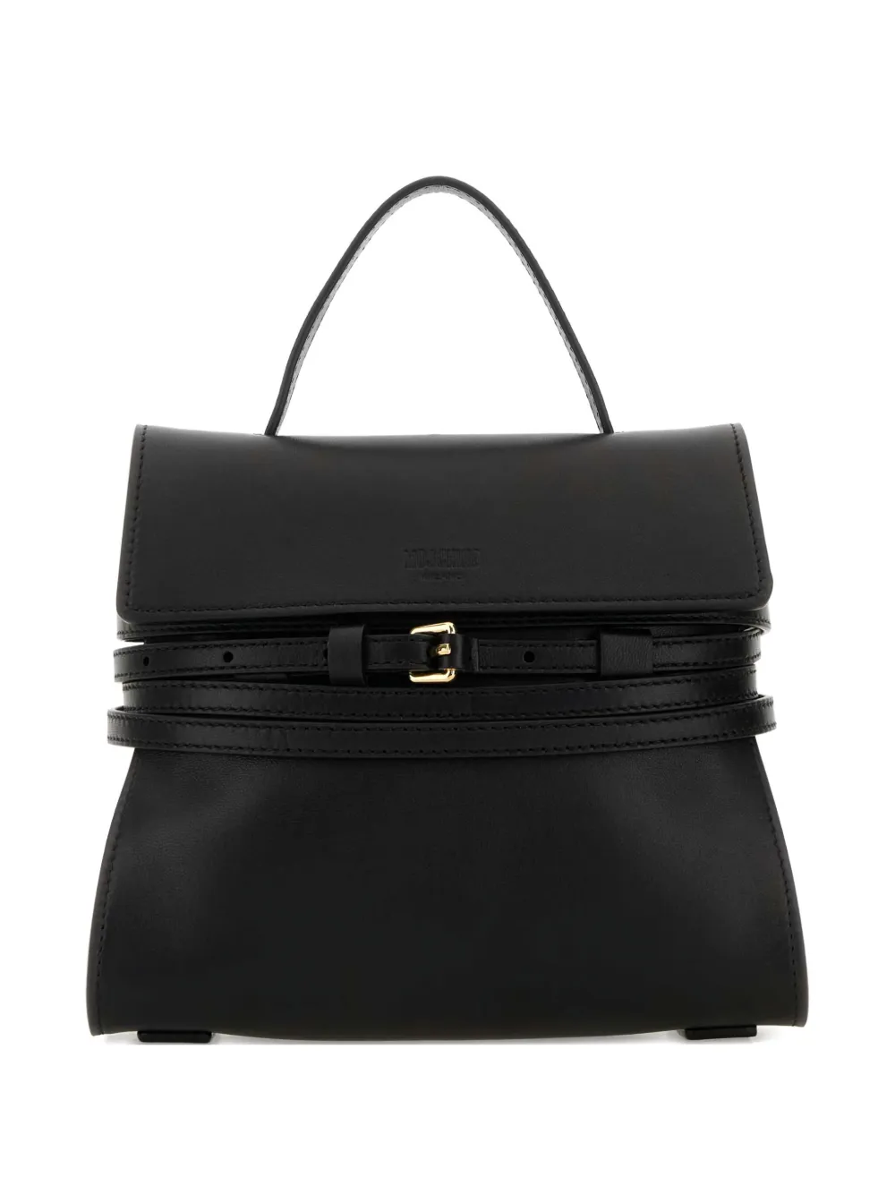 Moschino Small Structured Leather Handbag Buckle Detail In Black