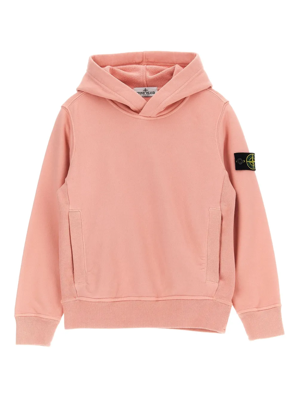 Stone Island Kids' Logo Badge Hoodie In Pink