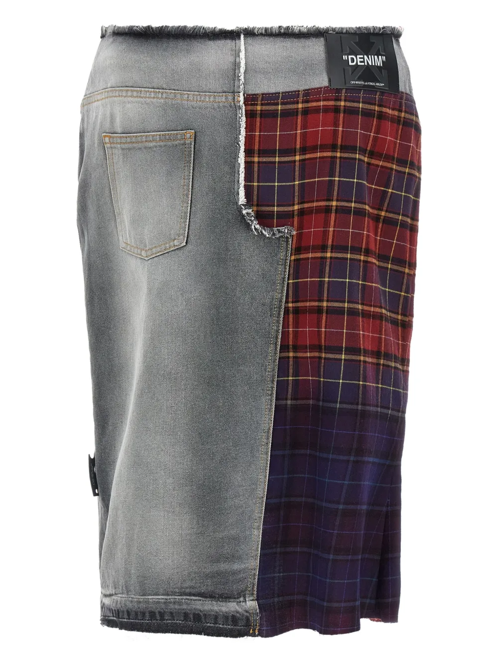 Off-White patchwork fringed midi skirt - Grijs