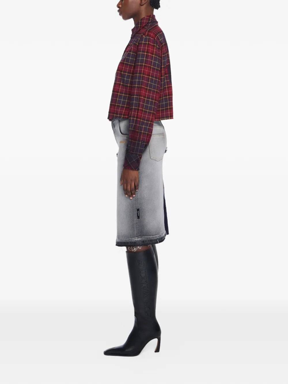 Off-White Midi-rok met patchwork en franje Grijs