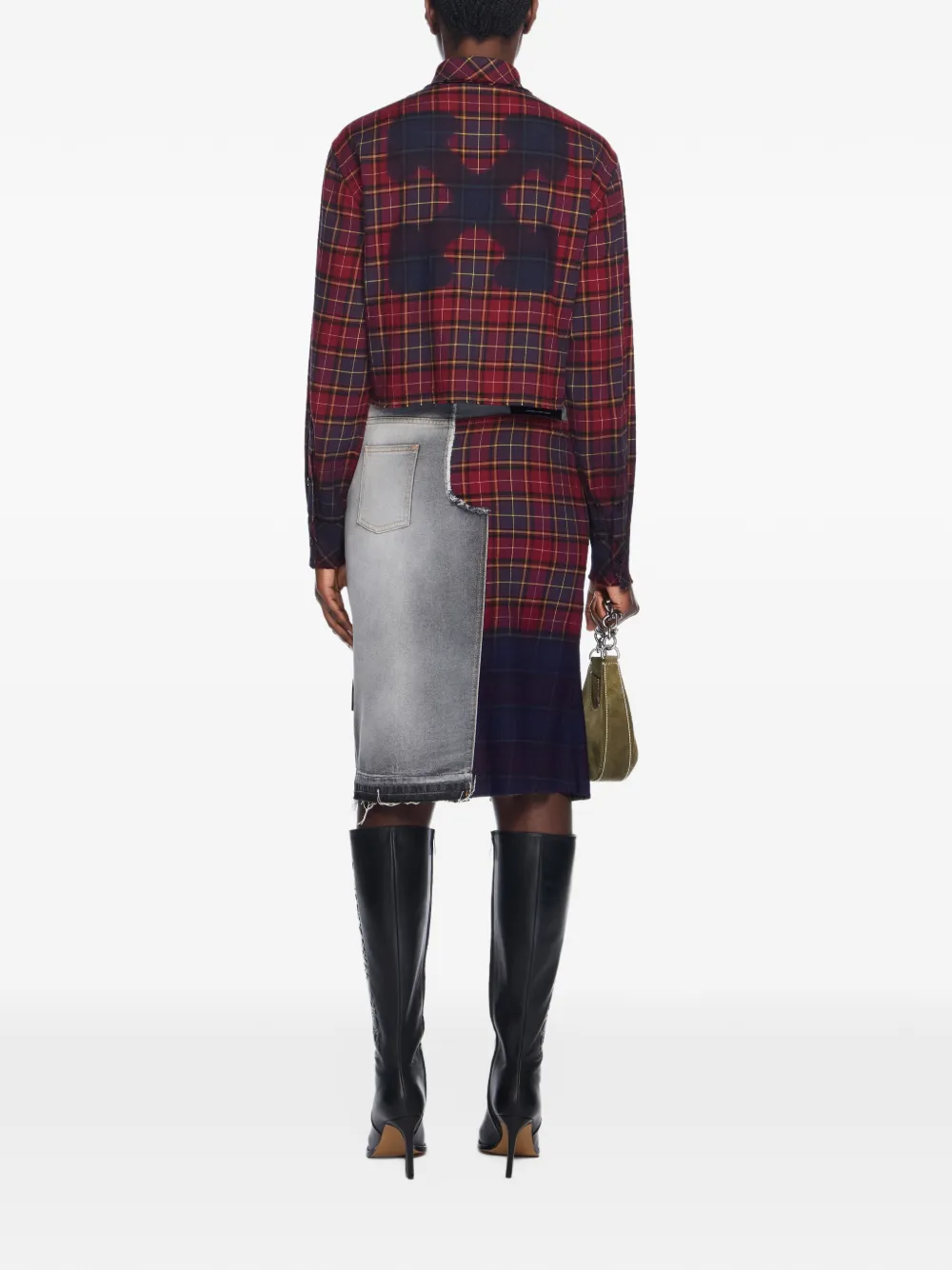 Off-White Midi-rok met patchwork en franje Grijs