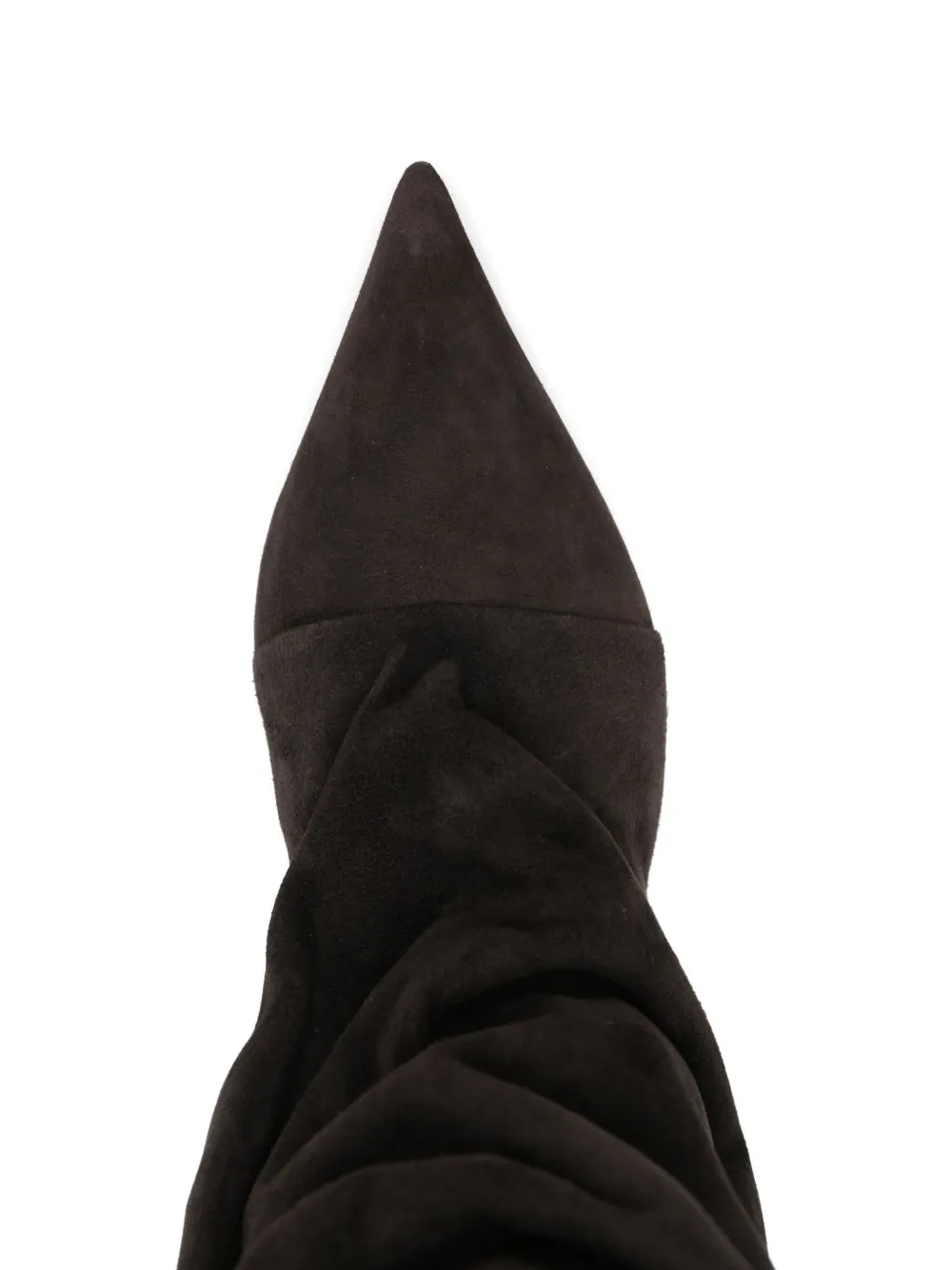 Lella Baldi Ruched Suede Knee-high Boots In Black