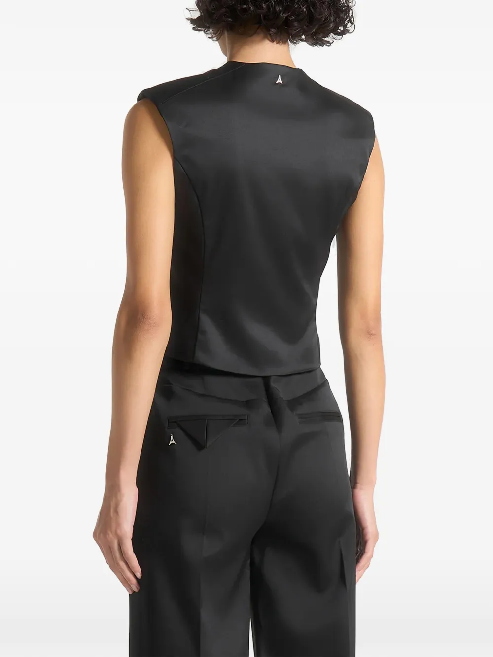 Manière De Voir Laurence satijnen gilet met wikkel-effect Zwart