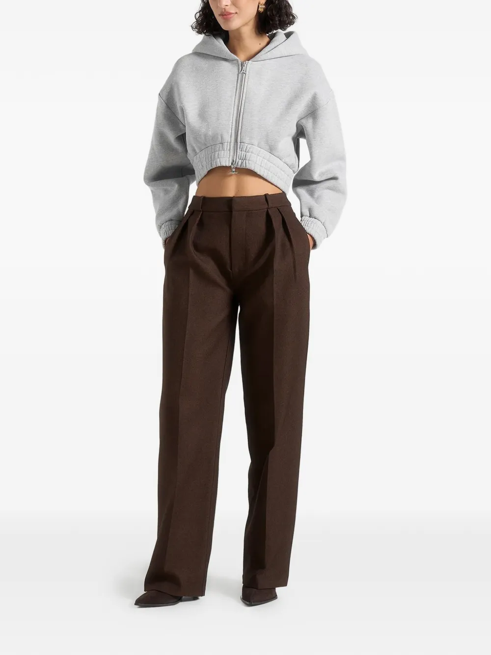 Manière De Voir Josiane zip-up cropped hoodie - Grijs