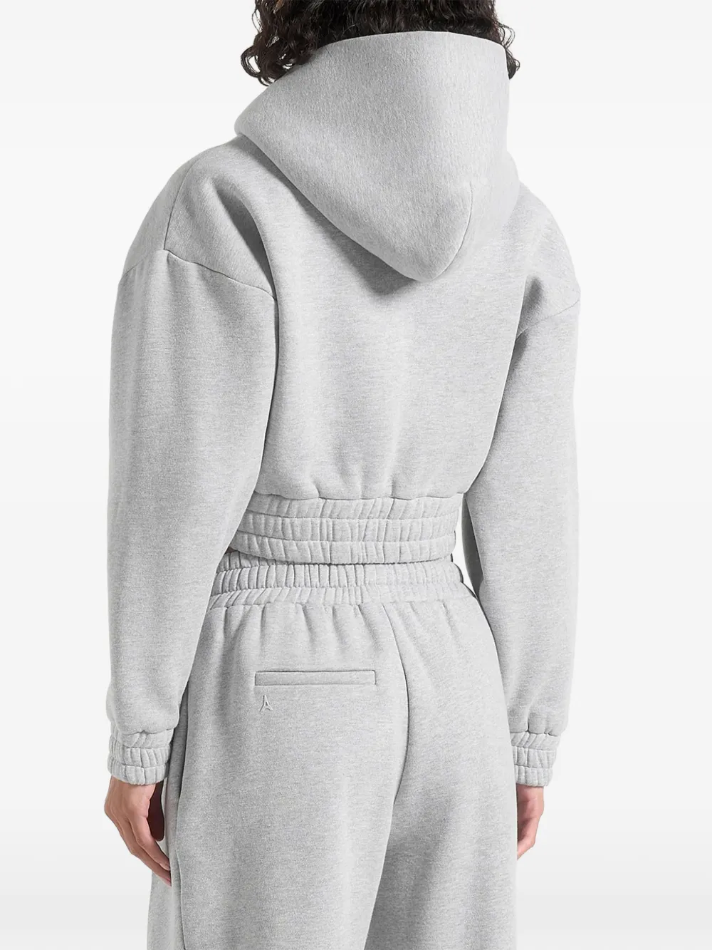 Manière De Voir Josiane Zip-up Cropped Hoodie In Gray