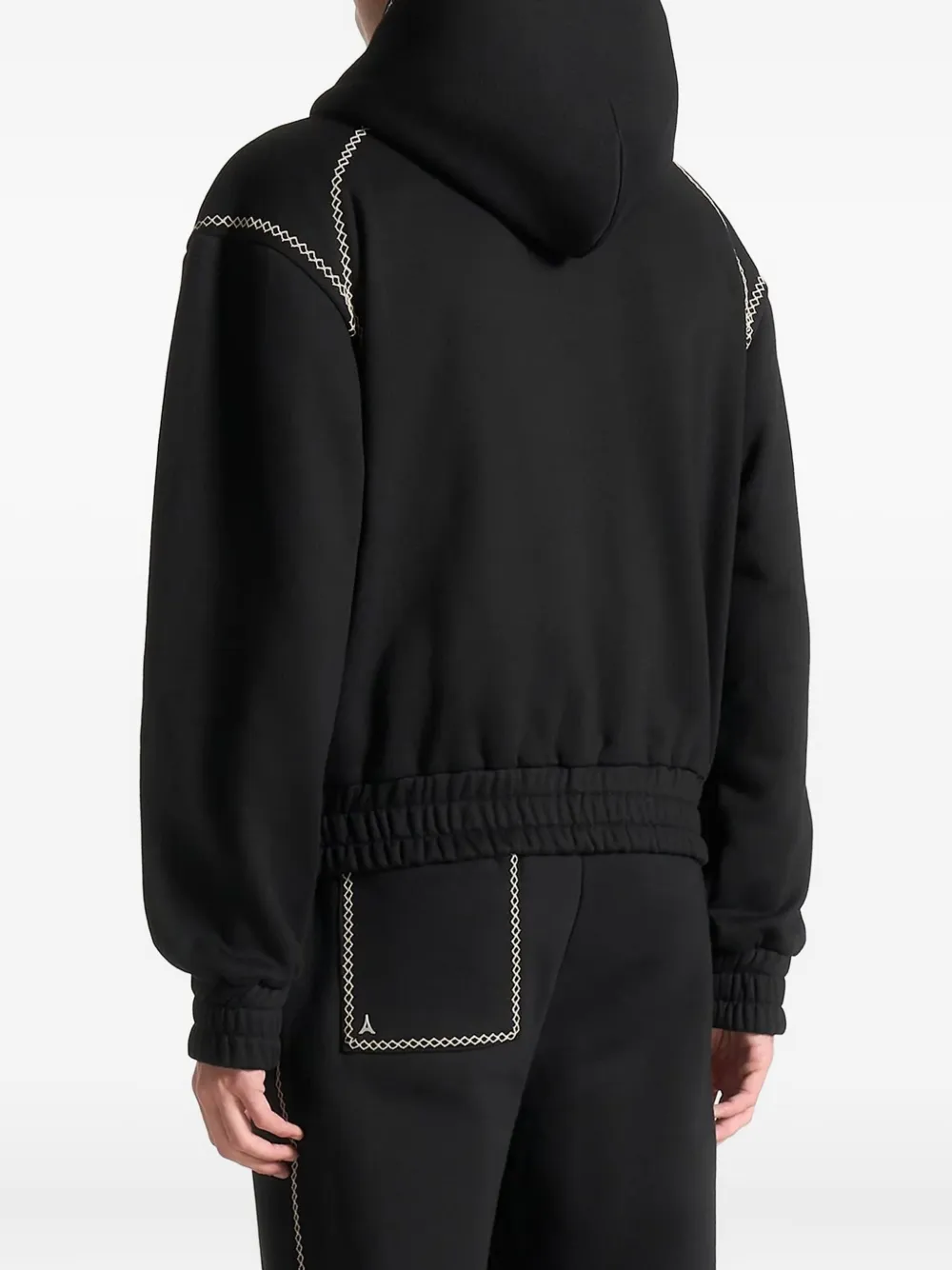 Manière De Voir Ivan hoodie met rits en stiksels Zwart