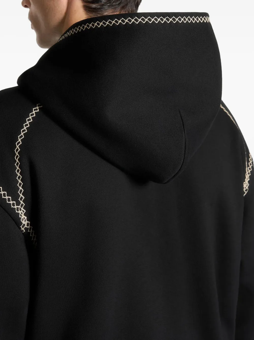 Manière De Voir Ivan hoodie met rits en stiksels Zwart