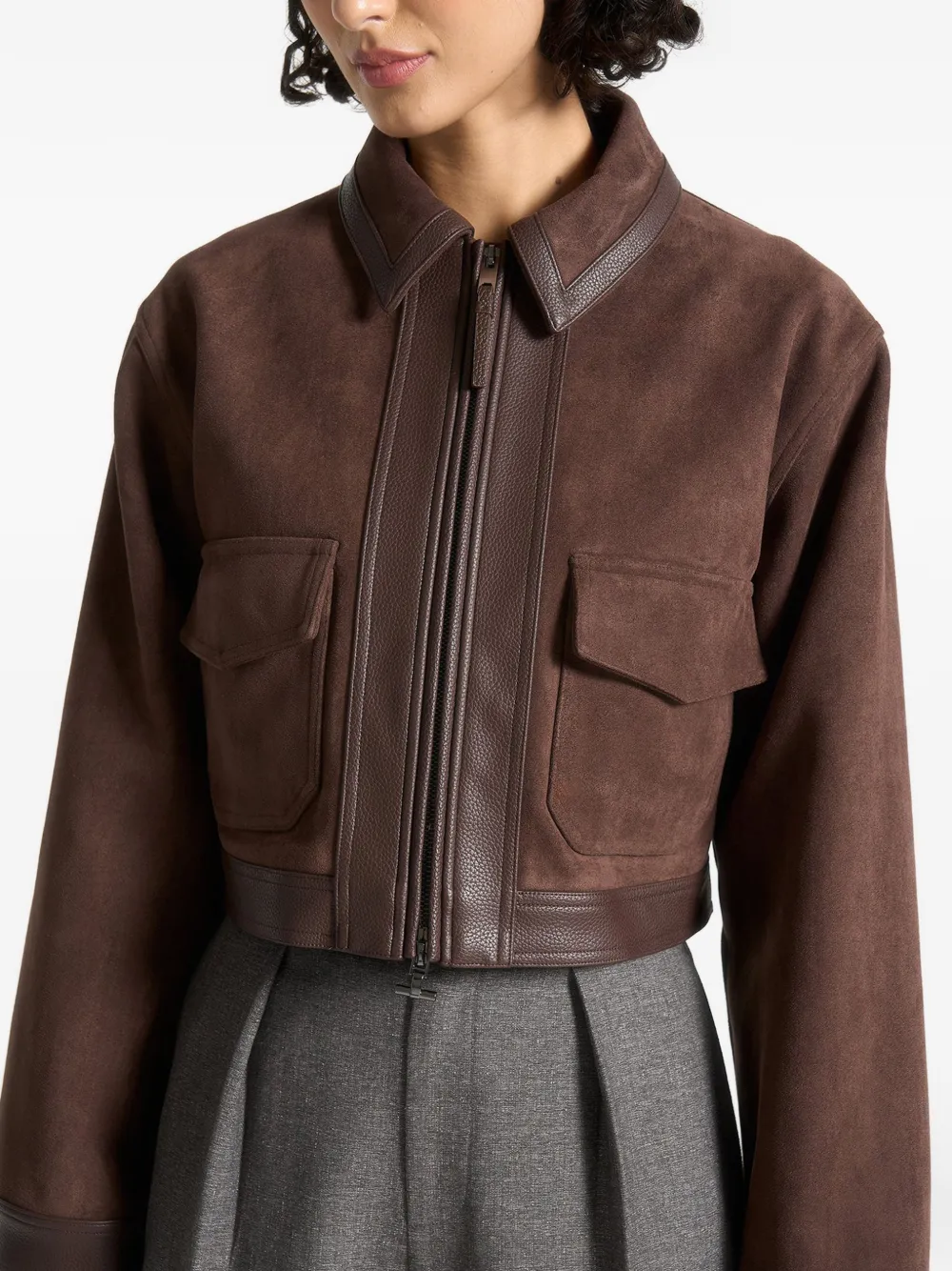 Manière De Voir Denise Zip-up Jacket In Brown