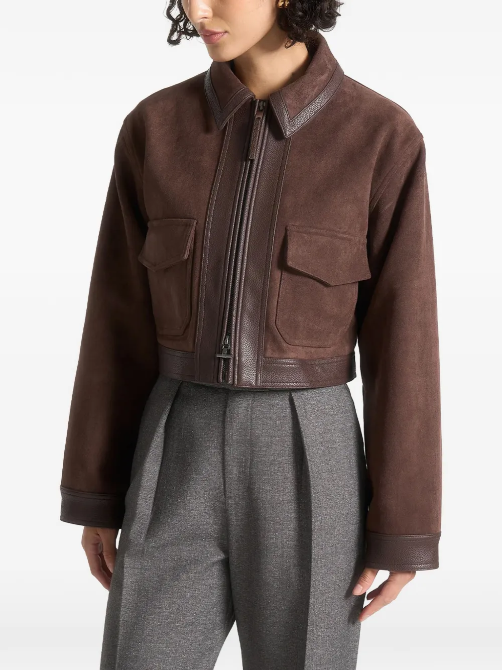 Manière De Voir Denise Zip-up Jacket In Brown