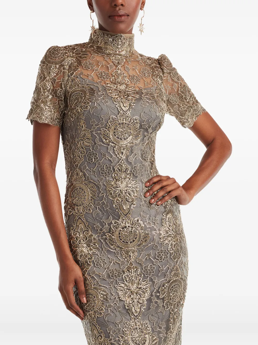 Tadashi Shoji Jurk met pailletten Goud