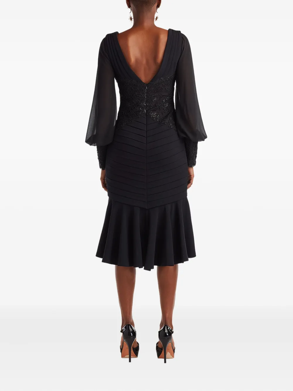 Tadashi Shoji Sequin Lace Midi Dress In Black
