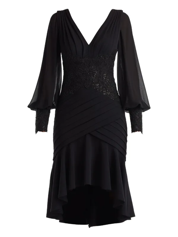 Tadashi Shoji Sequin Lace Midi Dress | Black | FARFETCH GE