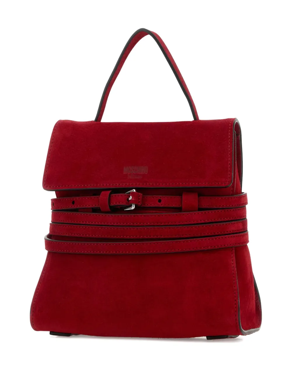 Moschino Small Structured Handbag Featuring Buckle Detail In Red
