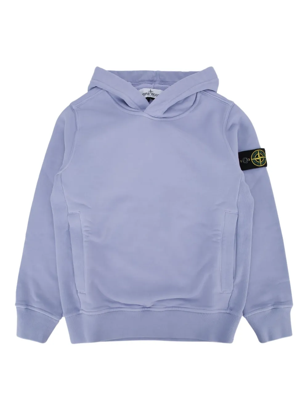 Stone Island Junior logo-patch cotton hoodie - Viola