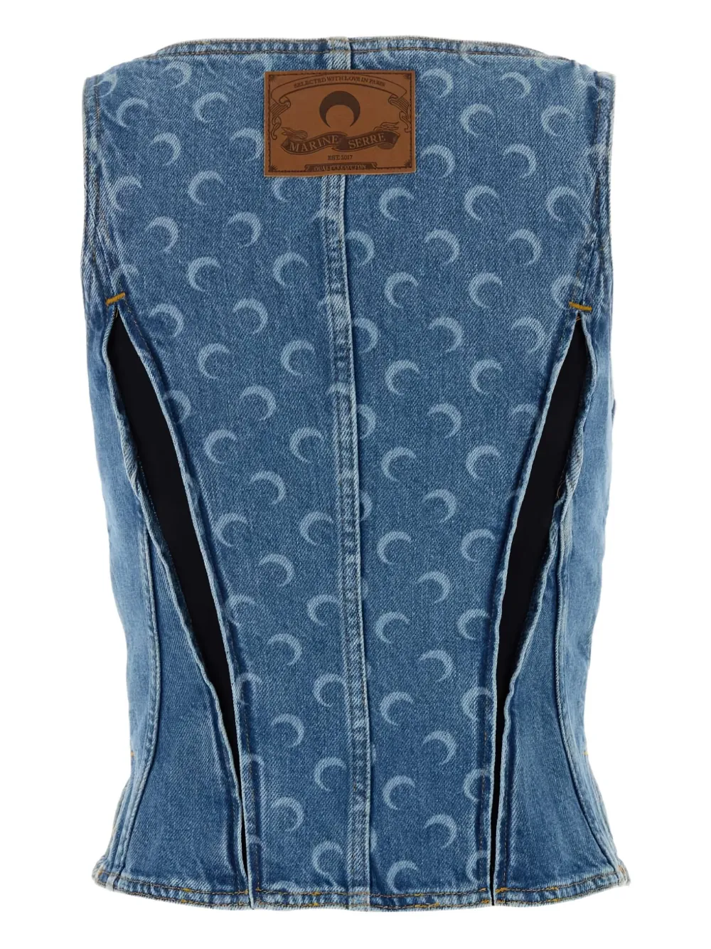 Marine Serre Stylish Sleeveless Denim Patterned Top In Blue